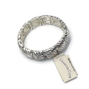 Charter Club Silver Tone Stretch Bracelet NEW